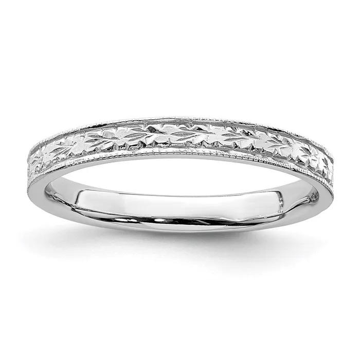 14K White Gold Polished Floral Band Goldia Rings