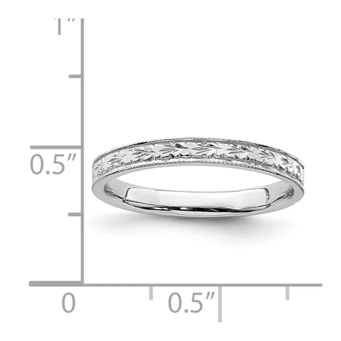 14K White Gold Polished Floral Band Goldia Rings