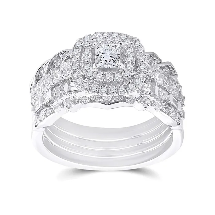 14k White Gold Princess Diamond Bridal Wedding Ring Set 113 Cttw Certified gndatlanta Rings 14k White Gold Princess Diamond Bridal Wedding Ring Set 113 Cttw Certified gndatlanta Rings