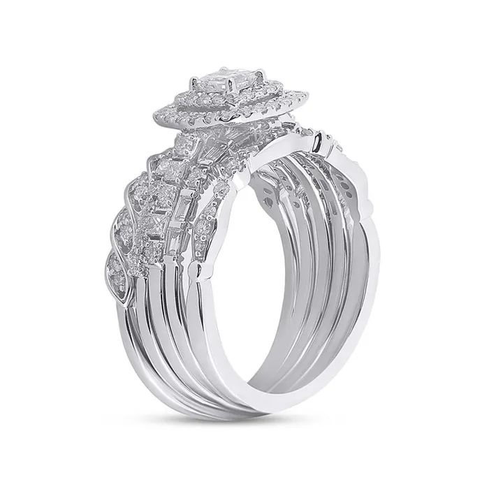 14k White Gold Princess Diamond Bridal Wedding Ring Set 113 Cttw Certified gndatlanta Rings
