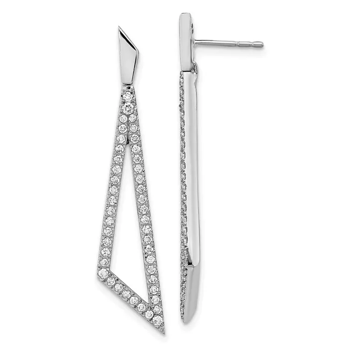 14k White Gold Real Diamond Triangle Post Earrings Goldia Earrings