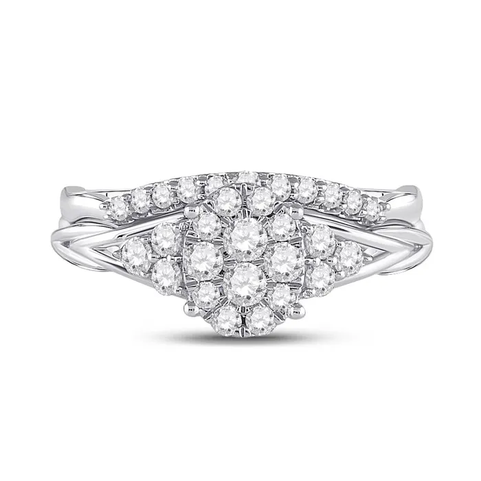 14k White Gold Round Diamond Bridal Wedding Ring Set 58 Cttw gndatlanta Rings 14k White Gold Round Diamond Bridal Wedding Ring Set 58 Cttw gndatlanta Rings