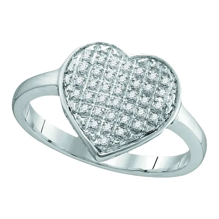 14k White Gold Round Diamond Heart Cluster Ring 18 Cttw gndatlanta Rings 14k White Gold Round Diamond Heart Cluster Ring 18 Cttw gndatlanta Rings