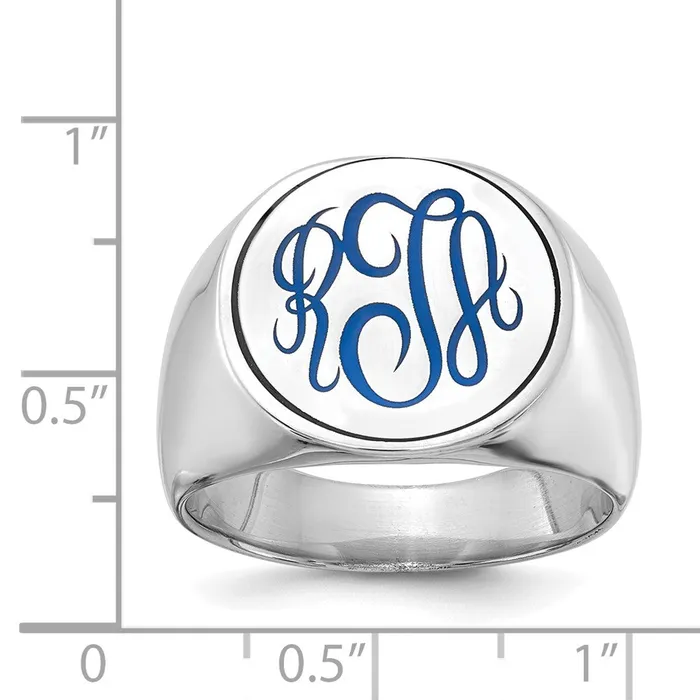 14K White Gold Round with Engravable Top Signet Ring Goldia Rings