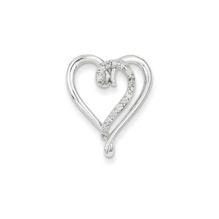 14K White Gold u0026 Real Diamond Heart Pendant Slide Goldia Necklaces