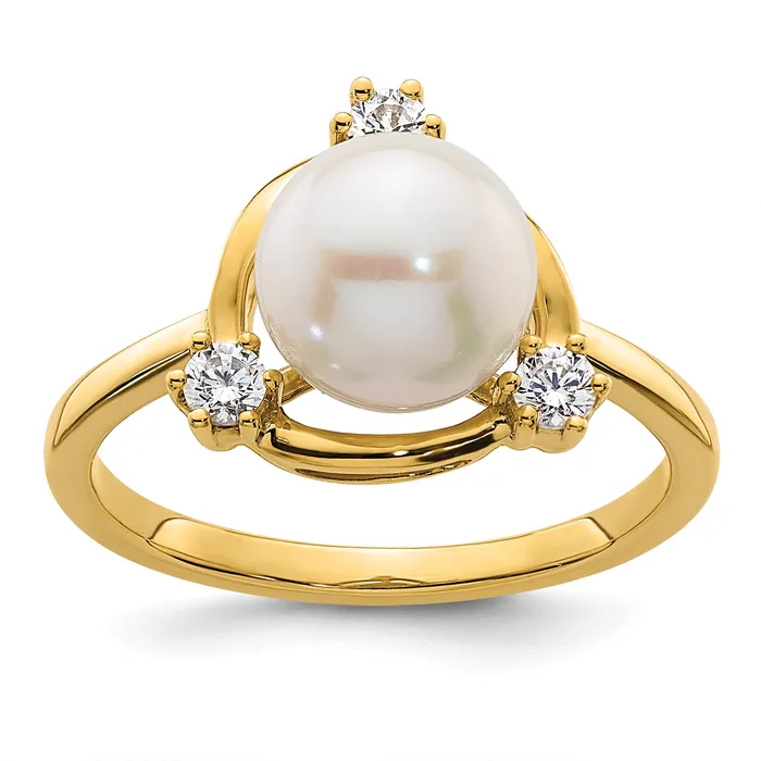 14k Yellow Gold 15 Ct Lab Grown Diamond VSSI G and 800 mm Round Freshwater Cultured Pearl Ring Goldia Rings 14k Yellow Gold 15 Ct Lab Grown Diamond VSSI G and 800 mm Round Freshwater Cultured Pearl Ring Goldia Rings