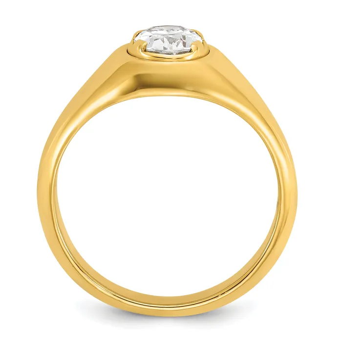 14k Yellow Gold 1 Ct Lab Grown Diamond VSSI G Oval Mens Ring Goldia Rings