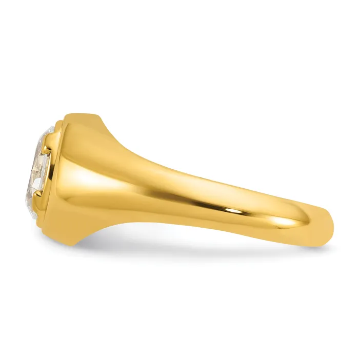 14k Yellow Gold 1 Ct Lab Grown Diamond VSSI G Oval Mens Ring Goldia Rings