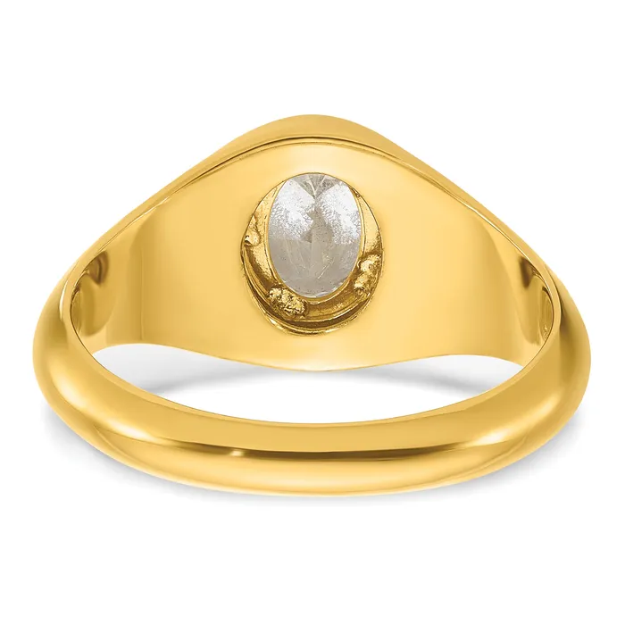 14k Yellow Gold 1 Ct Lab Grown Diamond VSSI G Oval Mens Ring Goldia Rings
