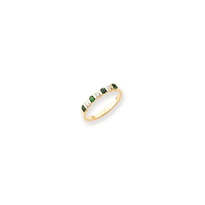14k Yellow Gold 225mm Emerald VS Diamond Anniversary Band Goldia Rings