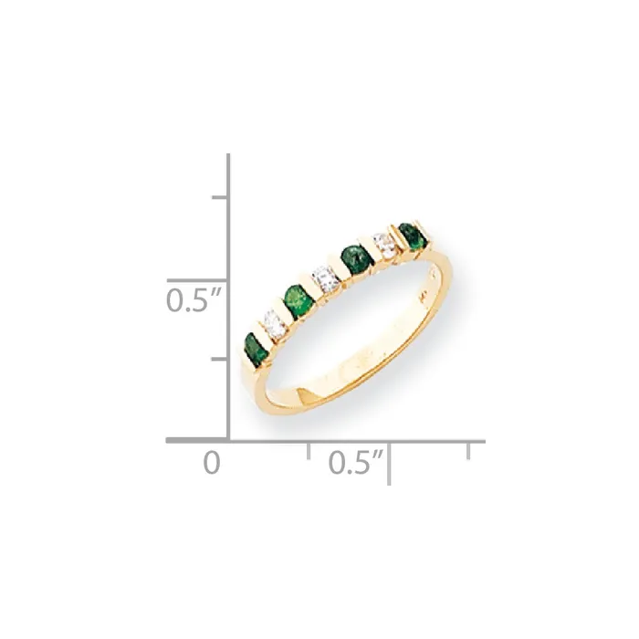 14k Yellow Gold 225mm Emerald VS Diamond Anniversary Band Goldia Rings