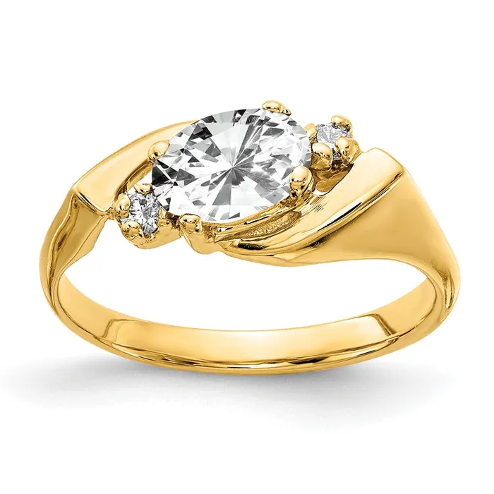 14K Yellow Gold 7x5mm Oval Cubic Zirconia VS Real Diamond ring Goldiacom Rings 14K Yellow Gold 7x5mm Oval Cubic Zirconia VS Real Diamond ring Goldiacom Rings