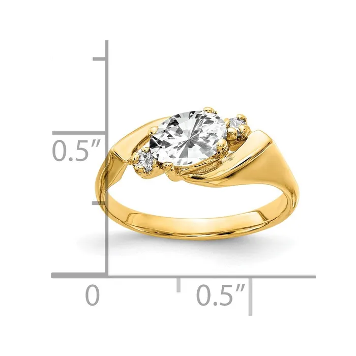 14K Yellow Gold 7x5mm Oval Cubic Zirconia VS Real Diamond ring Goldiacom Rings