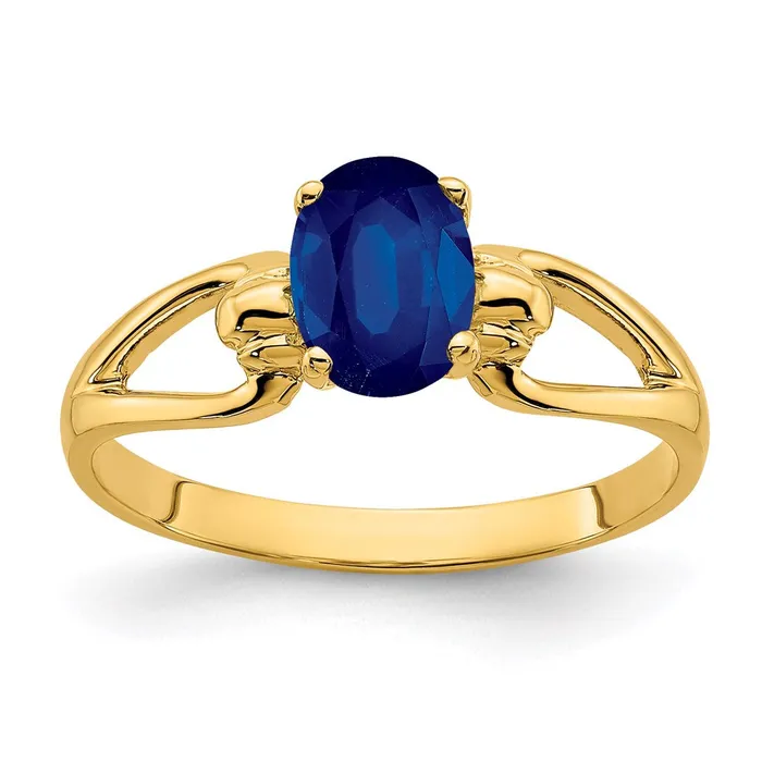 14K Yellow Gold 7x5mm Oval Sapphire ring Goldia Rings