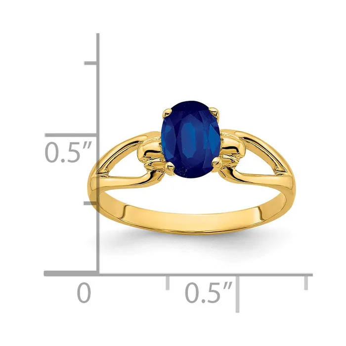 14K Yellow Gold 7x5mm Oval Sapphire ring Goldia Rings
