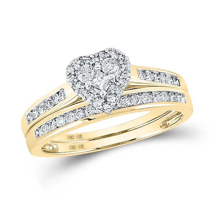 14k Yellow Gold Diamond Heart Bridal Wedding Ring Set 12 Cttw gndatlanta Rings 14k Yellow Gold Diamond Heart Bridal Wedding Ring Set 12 Cttw gndatlanta Rings