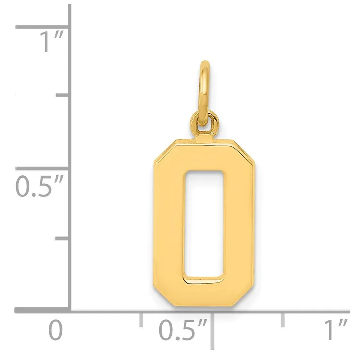 14k Yellow Gold Medium Polished Number 0 Charm Goldia Charm Necklaces