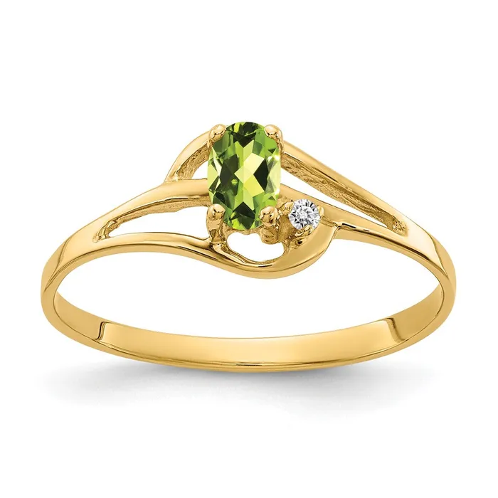 14K Yellow Gold Peridot Real Diamond Ring Goldiacom Rings