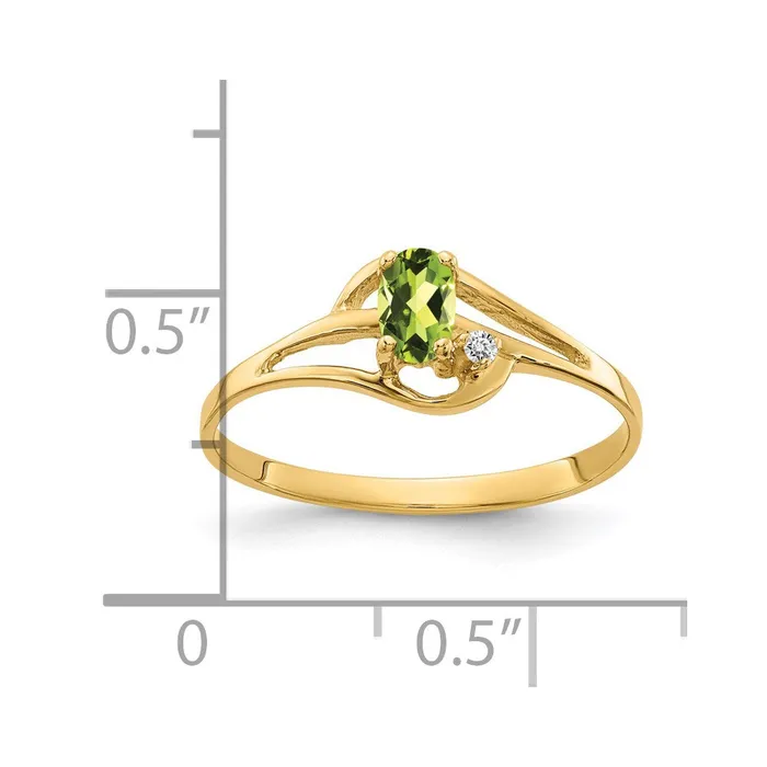 14K Yellow Gold Peridot Real Diamond Ring Goldiacom Rings