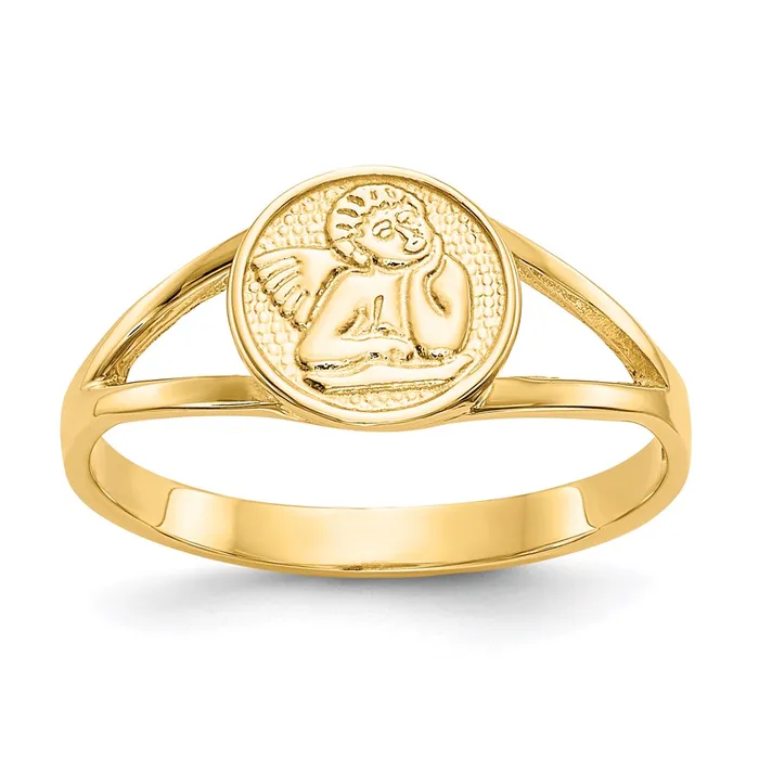14K Yellow Gold Polished Angel Ring Goldia Rings