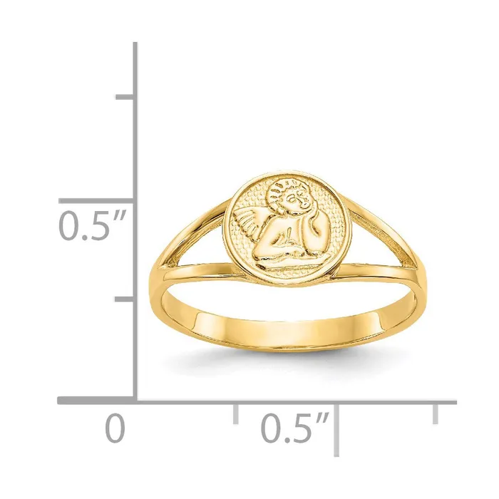 14K Yellow Gold Polished Angel Ring Goldia Rings