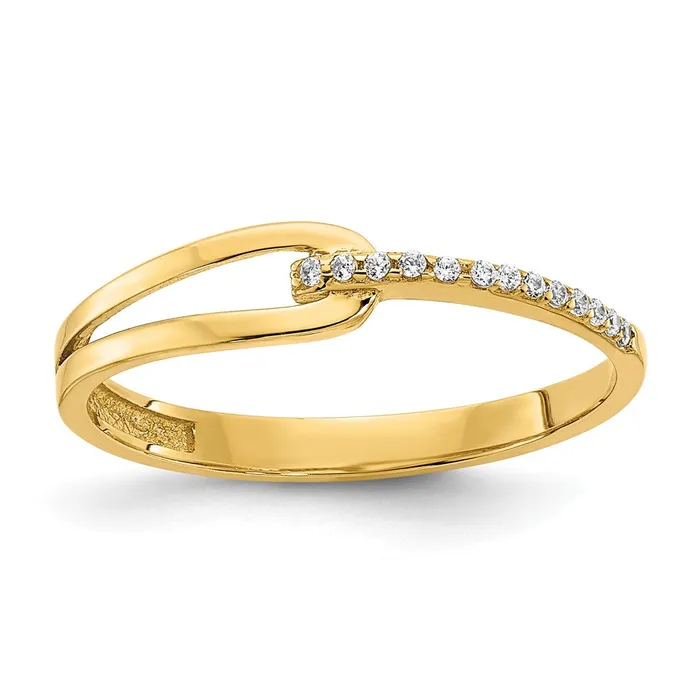 14K Yellow Gold Polished Fancy CZ Ring Goldia Rings