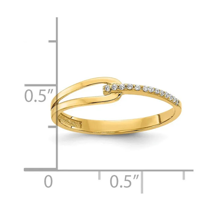 14K Yellow Gold Polished Fancy CZ Ring Goldia Rings