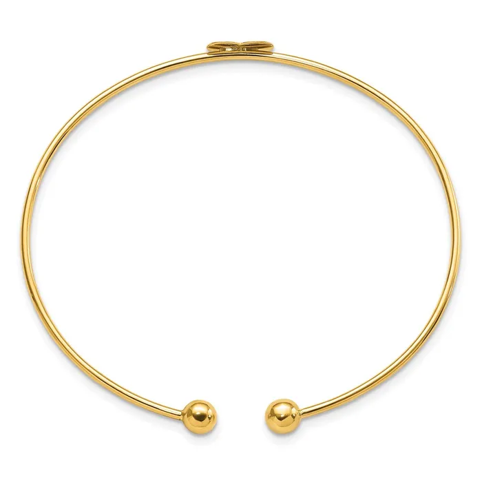 14k Yellow Gold Polished Heart Flexible Bangle Goldia Necklaces