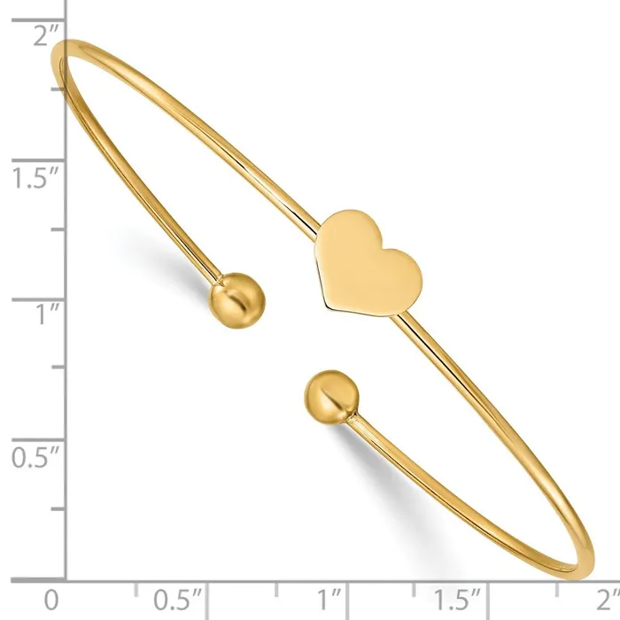 14k Yellow Gold Polished Heart Flexible Bangle Goldia Necklaces