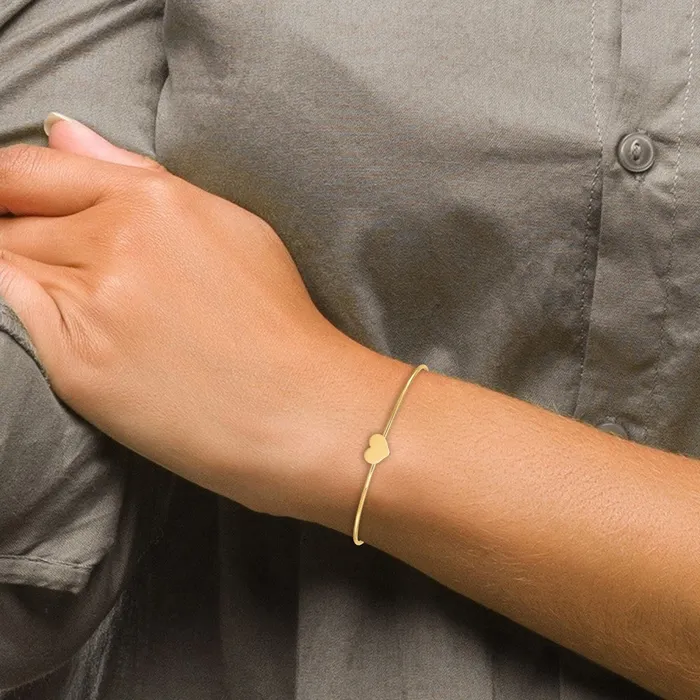 14k Yellow Gold Polished Heart Flexible Bangle Goldia Necklaces