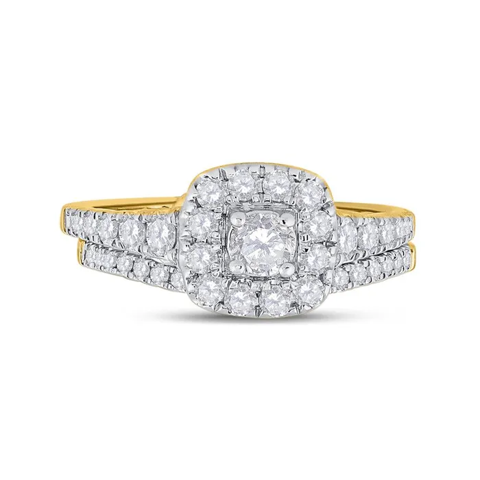 14k Yellow Gold Round Diamond Bridal Wedding Ring Set 1 Cttw Certified gndatlanta Rings