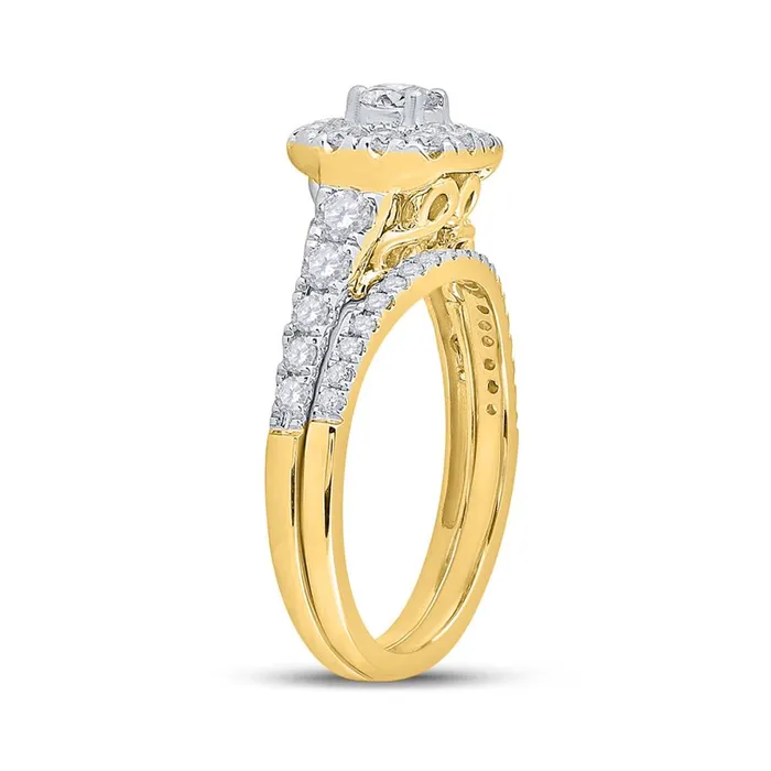 14k Yellow Gold Round Diamond Bridal Wedding Ring Set 1 Cttw Certified gndatlanta Rings