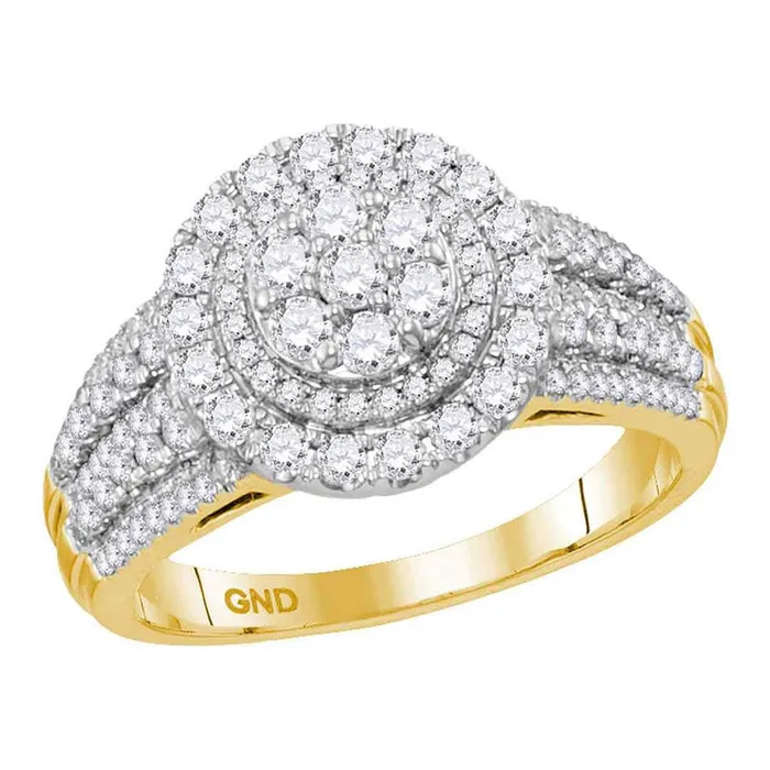 14k Yellow Gold Round Diamond Cluster Bridal Engagement Ring 1 Cttw gndatlanta Rings 14k Yellow Gold Round Diamond Cluster Bridal Engagement Ring 1 Cttw gndatlanta Rings