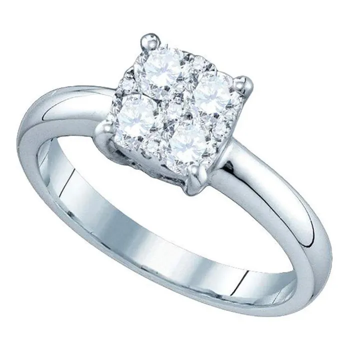 18k White Gold Round Diamond Cluster Ring 12 Cttw gndatlanta Rings