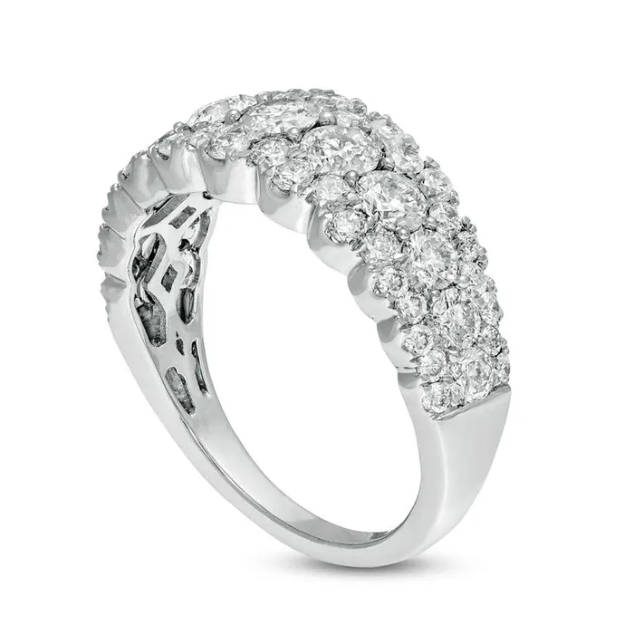 20 CT TW Natural Diamond Scallop Edge Anniversary Ring in Solid 14K White Gold Goldia Rings 20 CT TW Natural Diamond Scallop Edge Anniversary Ring in Solid 14K White Gold Goldia Rings