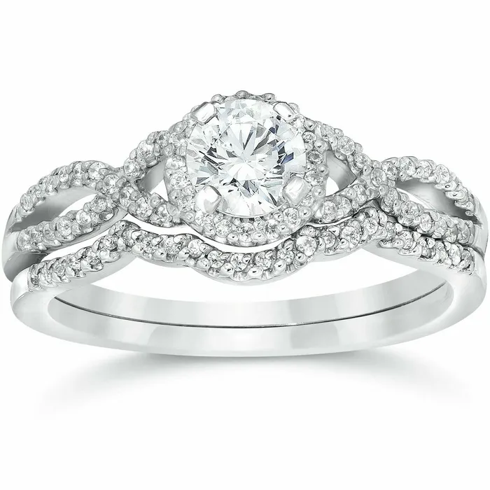 34ct Diamond Infinity Engagement Wedding Ring Set 14K White Gold Goldiacom Rings 34ct Diamond Infinity Engagement Wedding Ring Set 14K White Gold Goldiacom Rings