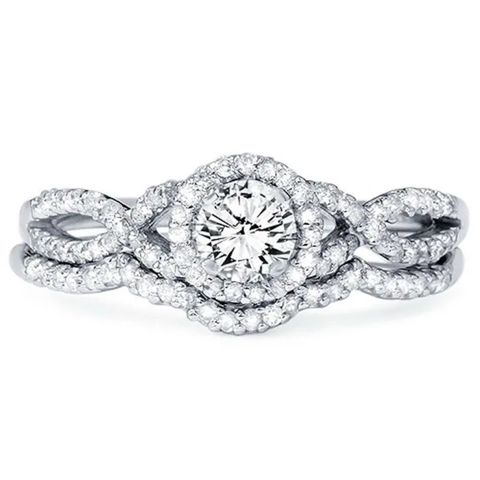 34ct Diamond Infinity Engagement Wedding Ring Set 14K White Gold Goldiacom Rings