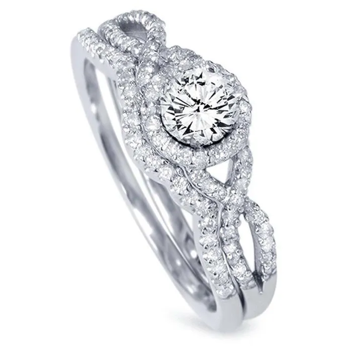 34ct Diamond Infinity Engagement Wedding Ring Set 14K White Gold Goldiacom Rings