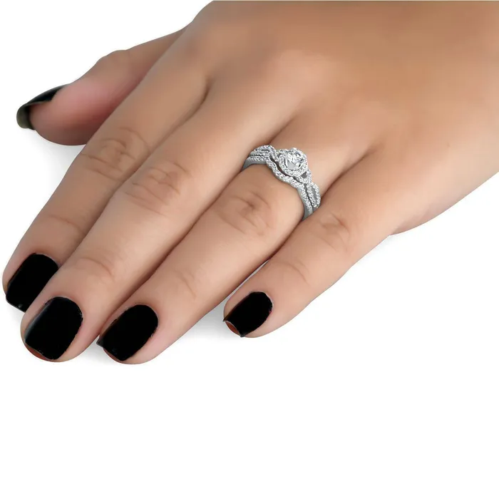 34ct Diamond Infinity Engagement Wedding Ring Set 14K White Gold Goldiacom Rings