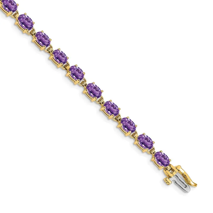 Bracelets goldiaca 14k Yellow Gold 6x4mm Oval Amethyst Bracelet