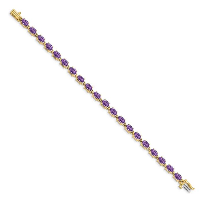 Bracelets goldiaca 14k Yellow Gold 6x4mm Oval Amethyst Bracelet