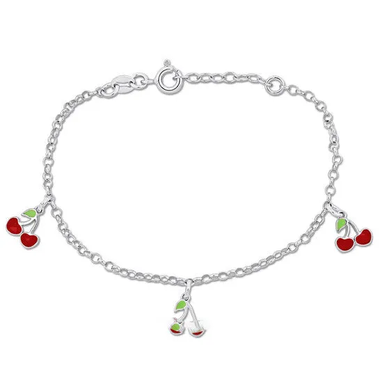 Bracelets JMS always Original Amour Cherry Enamel Charm Bracelet in Sterling Silver Bracelets JMS always Original Amour Cherry Enamel Charm Bracelet in Sterling Silver