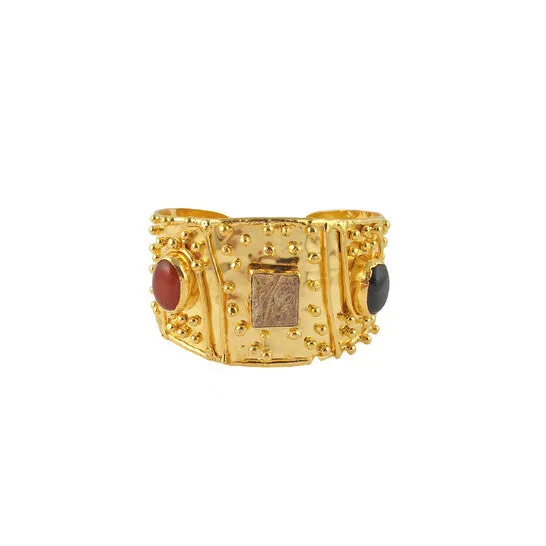Bracelets JMS always Original Devon Leigh 18K Gold Plated Brass And Wood And Black Onyx Cuff Bracelet CUFF275