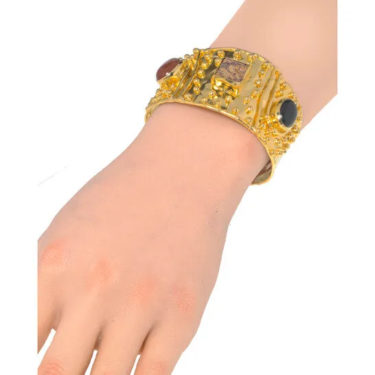 Bracelets JMS always Original Devon Leigh 18K Gold Plated Brass And Wood And Black Onyx Cuff Bracelet CUFF275 Bracelets JMS always Original Devon Leigh 18K Gold Plated Brass And Wood And Black Onyx Cuff Bracelet CUFF275