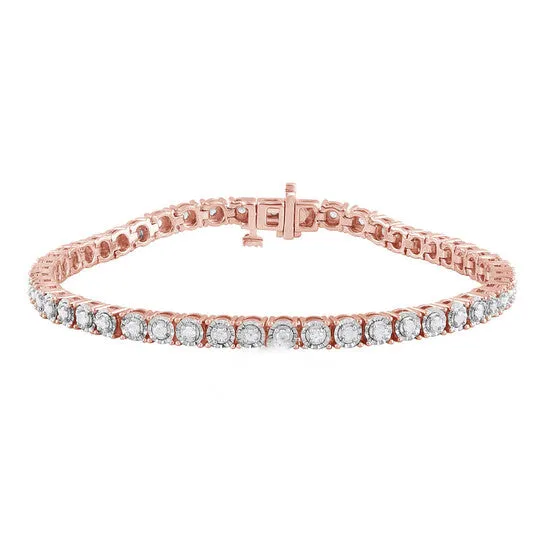 Bracelets JMS always Original Diamond Muse 100 Carat Real Diamond Circle Link Tennis Bracelet Rose Gold Over Sterling Silver J I3 Bracelets JMS always Original Diamond Muse 100 Carat Real Diamond Circle Link Tennis Bracelet Rose Gold Over Sterling Silver J I3