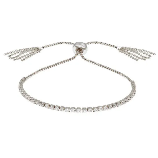 Bracelets JMS always Original Elegant Confetti Womens 18K White Gold Plated CZ Simulated Diamond Adjustable Bolo Fringe Tennis Bracelet Bracelets JMS always Original Elegant Confetti Womens 18K White Gold Plated CZ Simulated Diamond Adjustable Bolo Fringe Tennis Bracelet