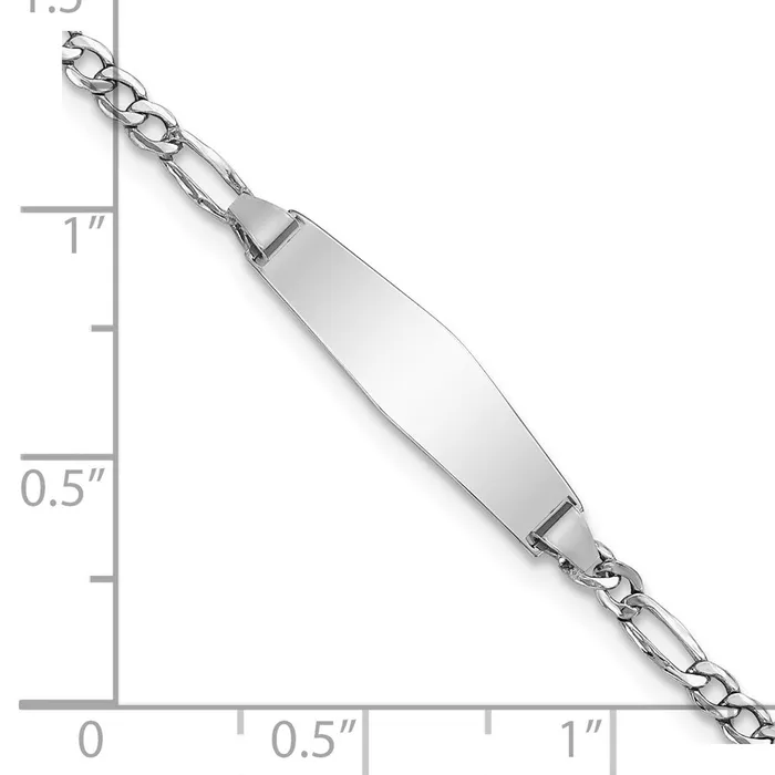Bracelets MDS Solid 14K White Gold Semisolid Soft Diamond Shape Figaro ID Bracelet Bracelets MDS Solid 14K White Gold Semisolid Soft Diamond Shape Figaro ID Bracelet