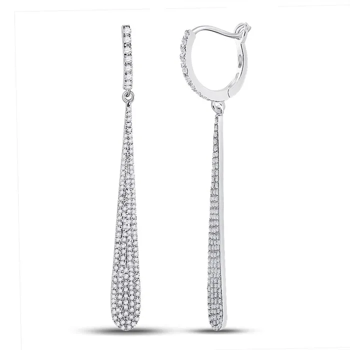 Earrings gndatlanta 14k White Gold Round Diamond Drop Dangle Earrings 34 Cttw