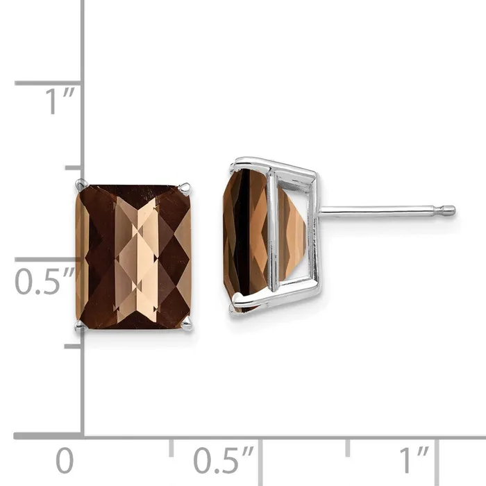 Earrings Goldia 14k White Gold 10x8mm Octagon CheckerCut Smok Yellow Gold Quartz Earring