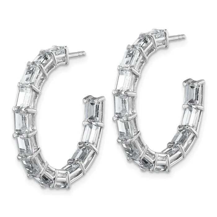 Earrings Goldia 14k White Gold 6 12 Ct Lab Grown Diamond VSSI G Emerald In and Out Hoop Earrings